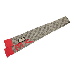 グッチ GGスプリーム スカーフ ネックボウ 681909 ベージュ レッド シルク レディース GUCCI 【中古】