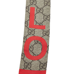 グッチ GGスプリーム スカーフ ネックボウ 681909 ベージュ レッド シルク レディース GUCCI 【中古】