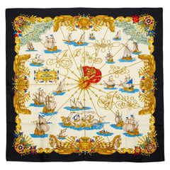 エルメス カレ90 VOILES DE LUMIERE 光の帆船 スカーフ ブラック マルチカラー レディース HERMES 【中古】