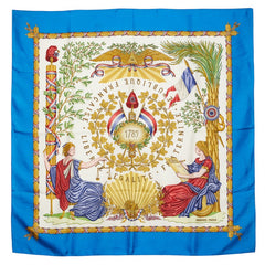 エルメス カレ90 LIBERTE EGALITE FRATERNITE REPUBLIQUE FRANCAISE 1789年 フランス革命を記念して スカーフ ブルー マルチカラー レディース HERMES 【中古】