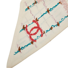 シャネル ココマーク ロゴ スカーフ ヘアゴム シュシュ セット ホワイト マルチカラー シルク レディース CHANEL 【中古】