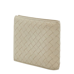 ボッテガヴェネタ イントレチャート 二つ折り財布 ベージュ レザー レディース BOTTEGAVENETA 【中古】
