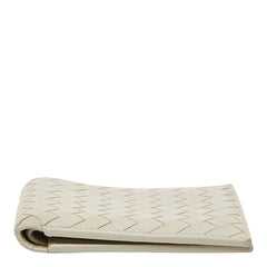 ボッテガヴェネタ イントレチャート 二つ折り財布 ベージュ レザー レディース BOTTEGAVENETA 【中古】