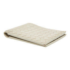 ボッテガヴェネタ イントレチャート 二つ折り財布 ベージュ レザー レディース BOTTEGAVENETA 【中古】