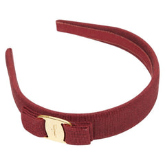 サルヴァトーレフェラガモ ヴァラリボン カチューシャ ヘアアクセサリー レッド キャンバス レディース Salvatore Ferragamo 【中古】