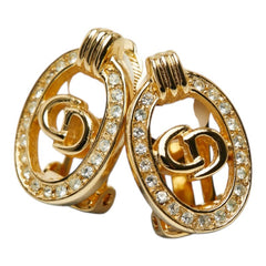 ディオール CDロゴ オーバル イヤリング ゴールド メッキ ラインストーン レディース Dior 【中古】