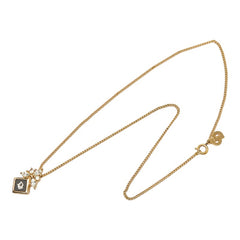 ディオール スクエア ロゴ ペンダント ネックレス ゴールド ブラック メッキ ラインストーン レディース Dior 【中古】
