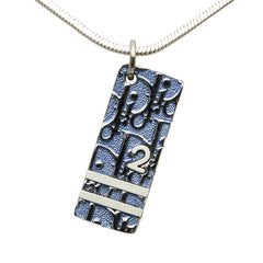 ディオール トロッター プレート ペンダント ネックレス シルバー ブルー系 メタル レディース Dior 【中古】