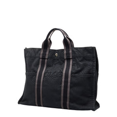 エルメス フールトゥ トートMM ハンドバッグ トートバッグ ブラック グレー キャンバス レディース HERMES 【中古】