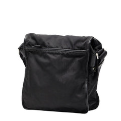 プラダ 三角ロゴプレート 斜め掛け ショルダーバッグ ブラック ナイロン サフィアーノレザー レディース PRADA 【中古】