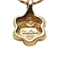 ディオール フラワー チェーン ペンダント ネックレス ゴールド メッキ ラインストーン レディース Dior 【中古】