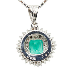 Pt900 プラチナ Pt850 プラチナ エメラルド0.52ct ダイヤ0.28ct ペンダント ネックレス レディース 【中古】