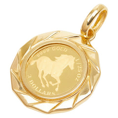 K24IG インゴット K18YG イエローゴールド ツバルホース 2022年 1/25oz エリザベス2 3ドル金貨 ペンダントトップ ネックレス レディース 【中古】