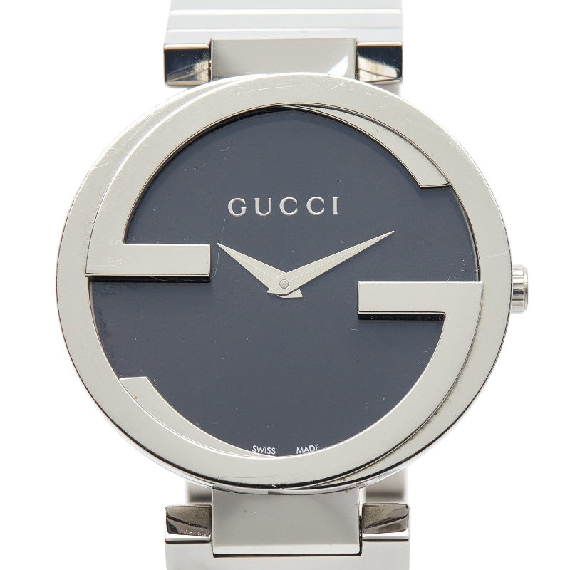 グッチ インターロッキングG 腕時計 133.3 クオーツ ブラック文字盤 ステンレススチール メンズ GUCCI 【中古】