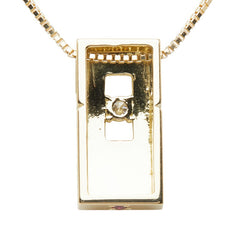 セリーヌ K18YG イエローゴールド ダイヤ0.05ct ルビー0.02ct ペンダント ネックレス レディース CELINE 【中古】