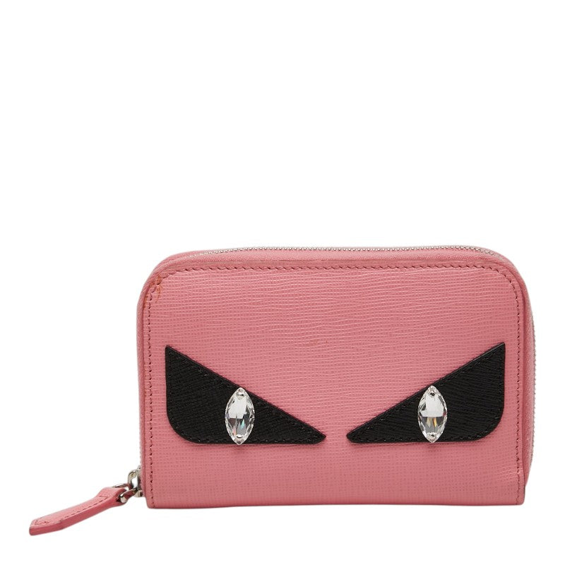 フェンディ モンスター コインケース 小銭入れ 8M0313 ピンク ブラック レザー レディース FENDI 【中古】