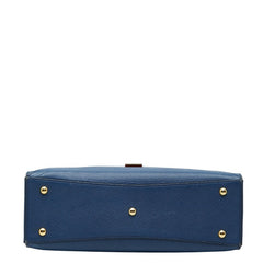 エム シー エム ロゴ ハンドバッグ ショルダーバッグ 2WAY ブルー PVC レザー レディース MCM 【中古】