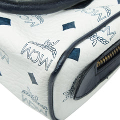 エム シー エム ヴィセトス ミニボストン ハンドバッグ ショルダーバッグ 2WAY ネイビー ホワイト レザー レディース MCM 【中古】