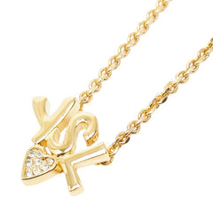 サンローラン YSLロゴ ハート モチーフ ネックレス ゴールド メッキ ラインストーン レディース SAINT LAURENT 【中古】