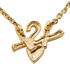 サンローラン YSLロゴ ハート モチーフ ネックレス ゴールド メッキ ラインストーン レディース SAINT LAURENT 【中古】