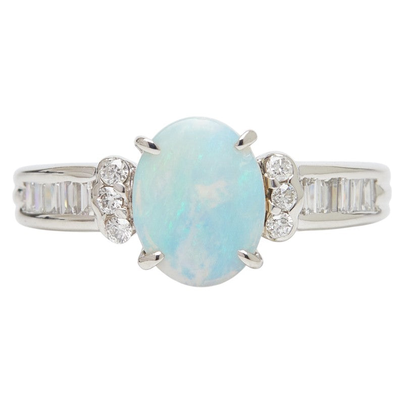 Pt900 プラチナ オパール0.79ct ダイヤ0.33ct リング 指輪 レディース 11.5号 【中古】