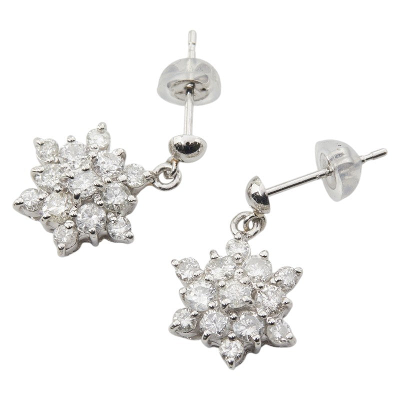 Pt900 プラチナ ダイヤ1.08ct スノーモチーフ ピアス レディース 【中古】