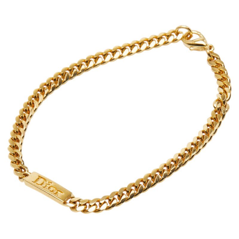ディオール ロゴ チェーン ブレスレット ゴールド メッキ レディース Dior 【中古】