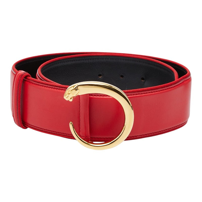 カルティエ パンテール ベルト サイズ：80/26 レッド ゴールド レザー キャンバス レディース CARTIER 【中古】