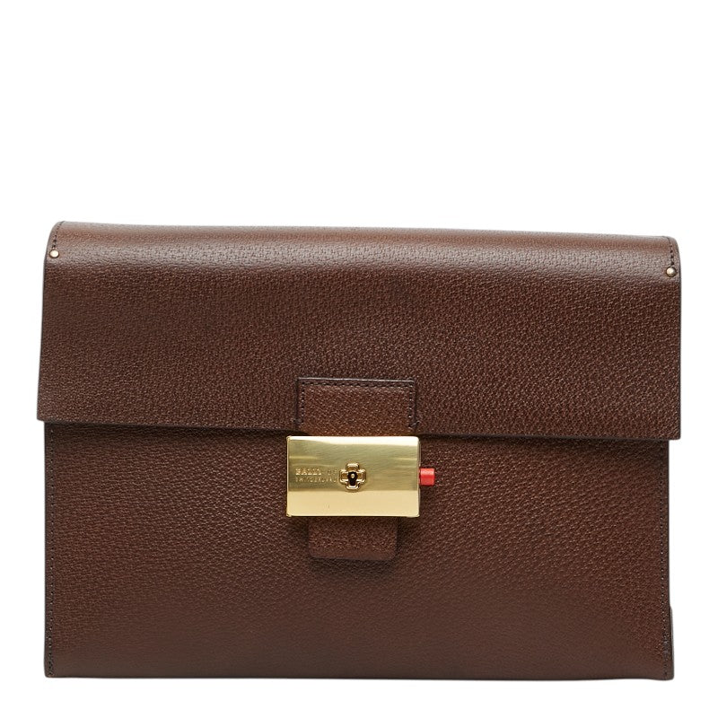 バリー セカンドバッグ クラッチバッグ ブラウン レザー メンズ BALLY 【中古】