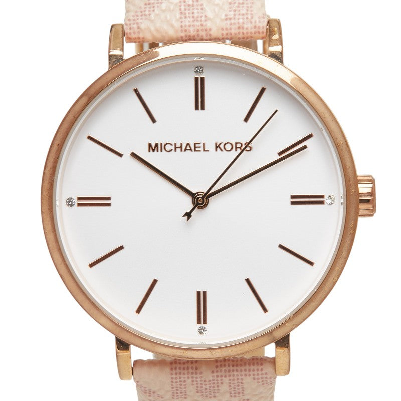 マイケルコース PYPER パイパー 腕時計 MK2947 クオーツ ホワイト文字盤 ステンレススチール レザー レディース Michael Kors 【中古】
