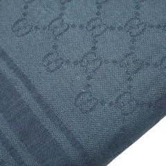 グッチ ロゴ GGパターン ディアマンテ ストール スカーフ ショール ブルー コットン レディース GUCCI 【中古】