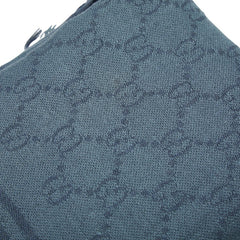 グッチ ロゴ GGパターン ディアマンテ ストール スカーフ ショール ブルー コットン レディース GUCCI 【中古】