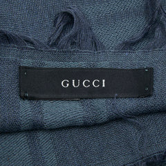 グッチ ロゴ GGパターン ディアマンテ ストール スカーフ ショール ブルー コットン レディース GUCCI 【中古】