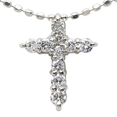テイクアップ Pt900 プラチナ Pt850 プラチナ ダイヤ0.16ct クロスモチーフ ペンダント ネックレス レディース TAKE-UP 【中古】