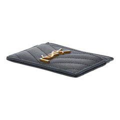 サンローラン YSLロゴ モノグラム カードケース パスケース 423291 BOW01 1000 ブラック レザー レディース SAINT LAURENT 【中古】