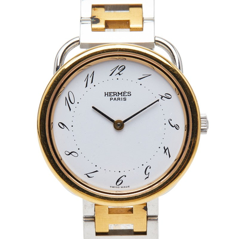 エルメス アルソー 腕時計 クオーツ ホワイト文字盤 ステンレススチール メッキ レディース HERMES 【中古】