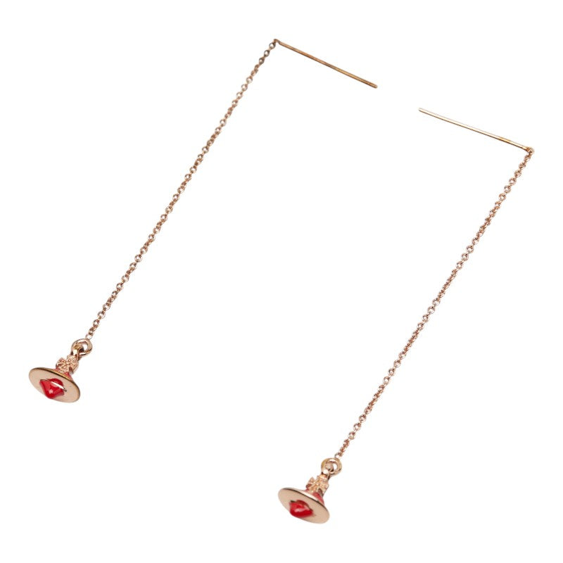 ヴィヴィアンウエストウッド ハート モチーフ ピアス レッド ピンク ゴールド メッキ レディース Vivienne Westwood 【中古】