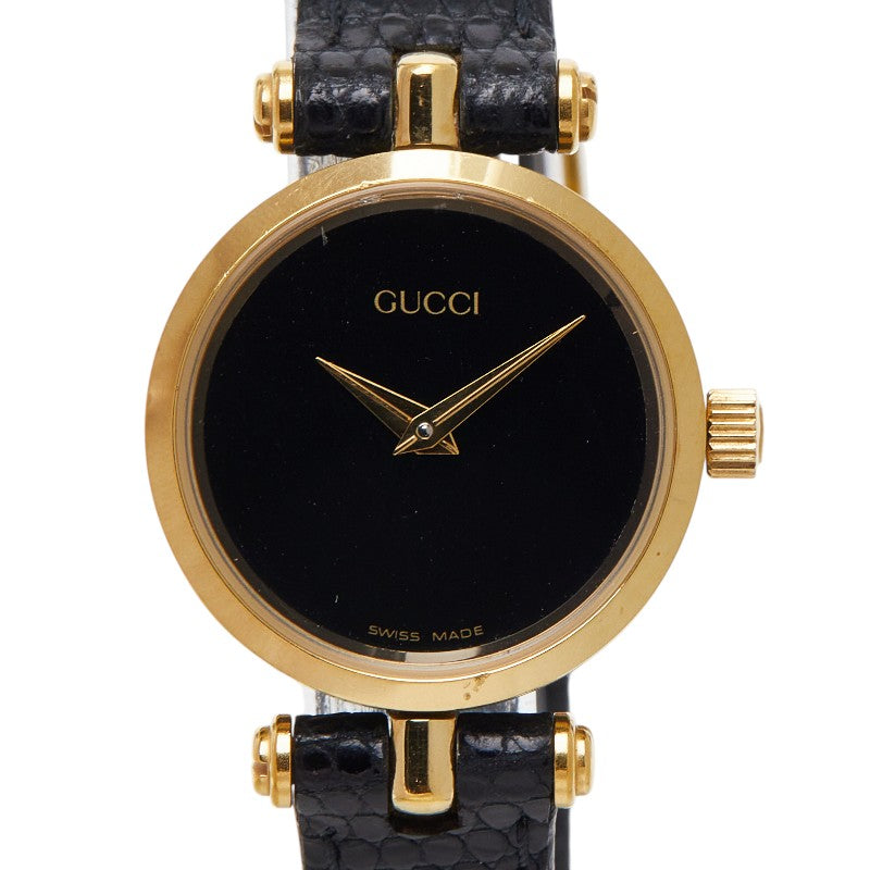 グッチ 腕時計 2000L クオーツ ブラック文字盤 ステンレススチール レディース GUCCI 【中古】