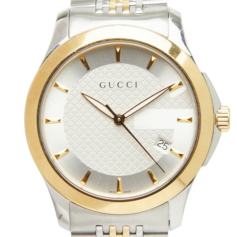 グッチ Gタイムレス 腕時計 126.4 クオーツ シルバー文字盤 ステンレススチール メッキ メンズ GUCCI 【中古】