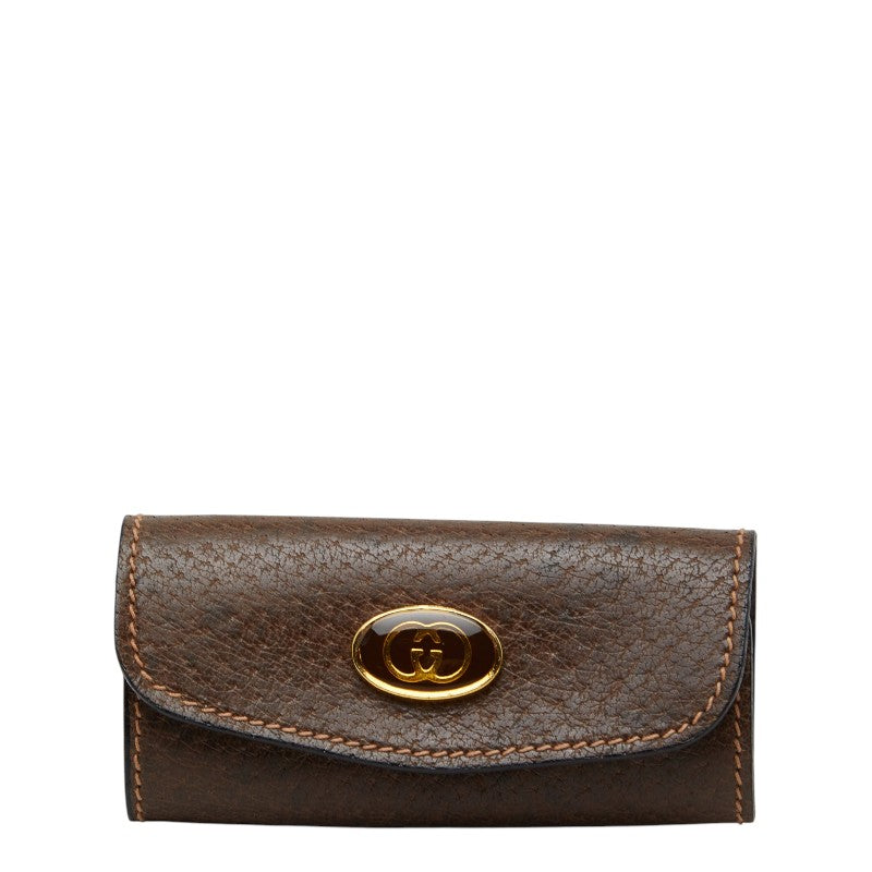 グッチ オールドグッチ キーケース 3連 ブラウン レザー レディース GUCCI 中古