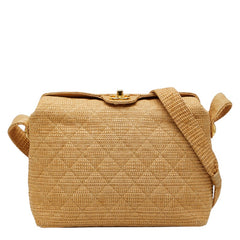シャネル ココマーク マトラッセ ショルダーバッグ ベージュ ラフィア レディース CHANEL 【中古】