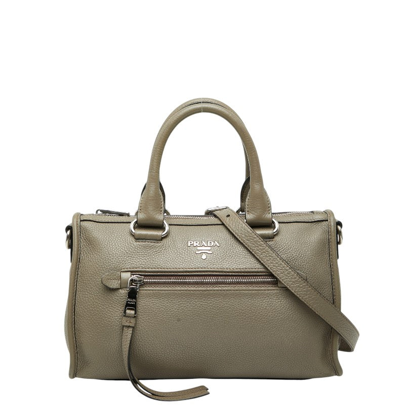 プラダ ハンドバッグ ショルダーバッグ 2WAY 1BB022 グレー レザー レディース PRADA 【中古】