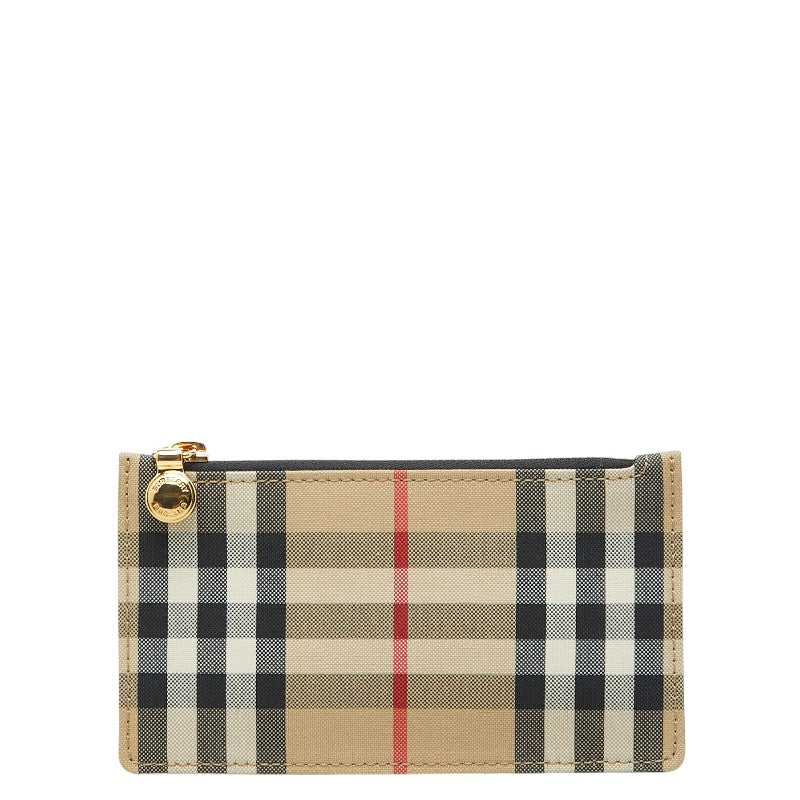 バーバリー ノバチェック フラグメントケース コインケース 8035623 ベージュ ブラック キャンバス レザー レディース BURBERRY 【中古】