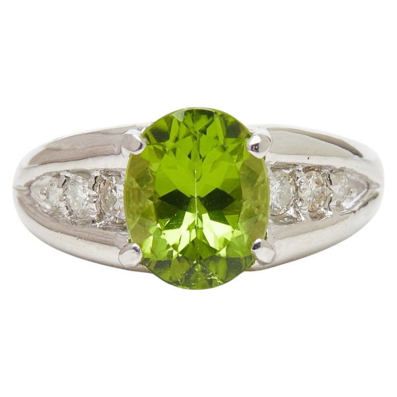 Pt900 プラチナ ペリドット2.83ct ダイヤ0.26ct リング 指輪 レディース 14.5号 【中古】