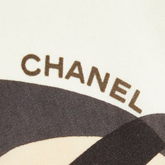 シャネル ドット柄 モノトーン スカーフ ブラック ホワイト レディース CHANEL 【中古】