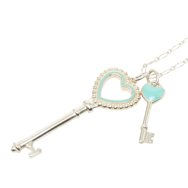 ティファニー ハートキー モチーフ ロングネックレス シルバー ティファニーブルー SV925 シルバー エナメル レディース TIFFANY&Co. 【中古】
