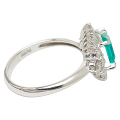 Pt900 プラチナ エメラルド1.05ct ダイヤ0.77ct リング 指輪 レディース 12.5号 【中古】