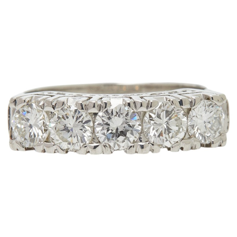 Pt900 プラチナ ダイヤ1.28ct 一文字リング リング 指輪 レディース 10.5号 【中古】