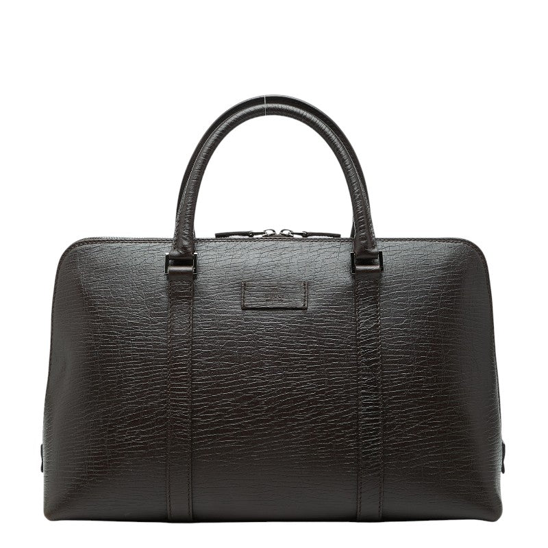 グッチ ロゴ トートバッグ ビジネスバッグ 114537 ダークブラウン レザー レディース GUCCI 【中古】