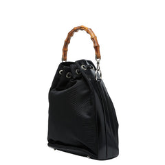 グッチ バンブー ハンドバッグ ショルダーバッグ 2WAY 001 2404 ブラウン レザー ナイロン レディース GUCCI 【中古】